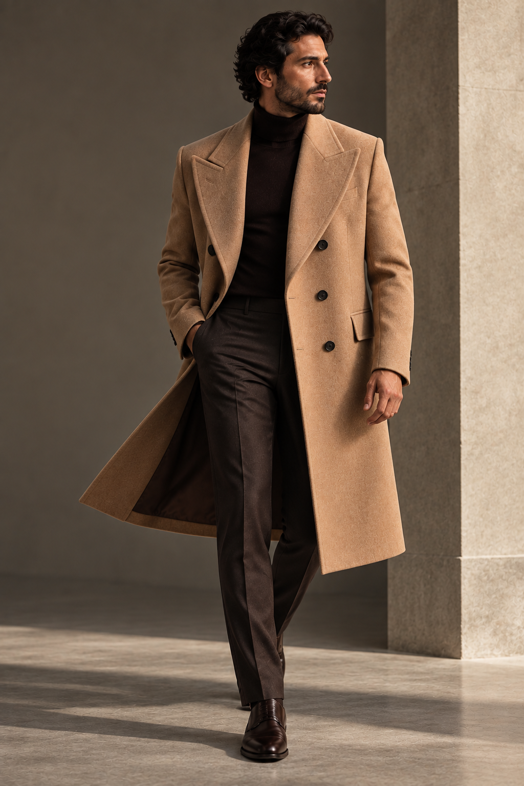 Camel long overcoat