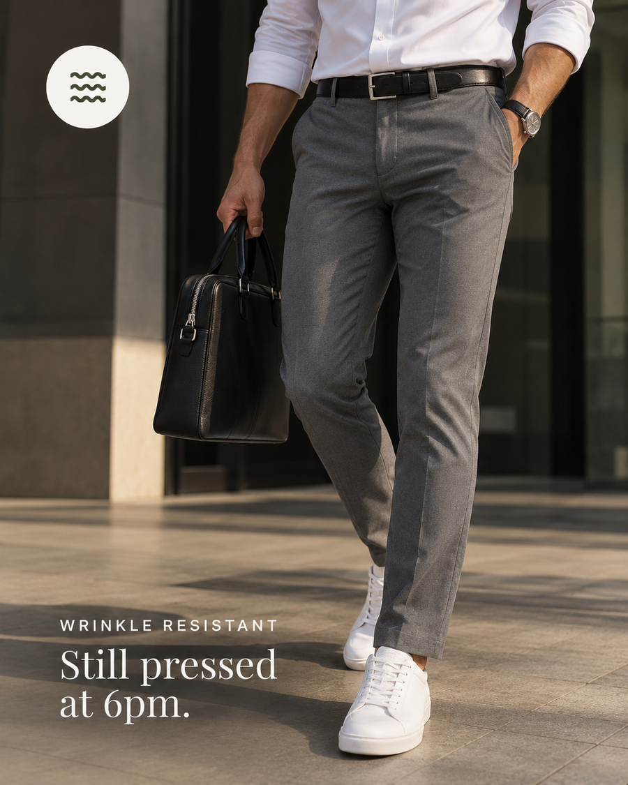 Wrinkle resistant. Still pressed at 6pm.