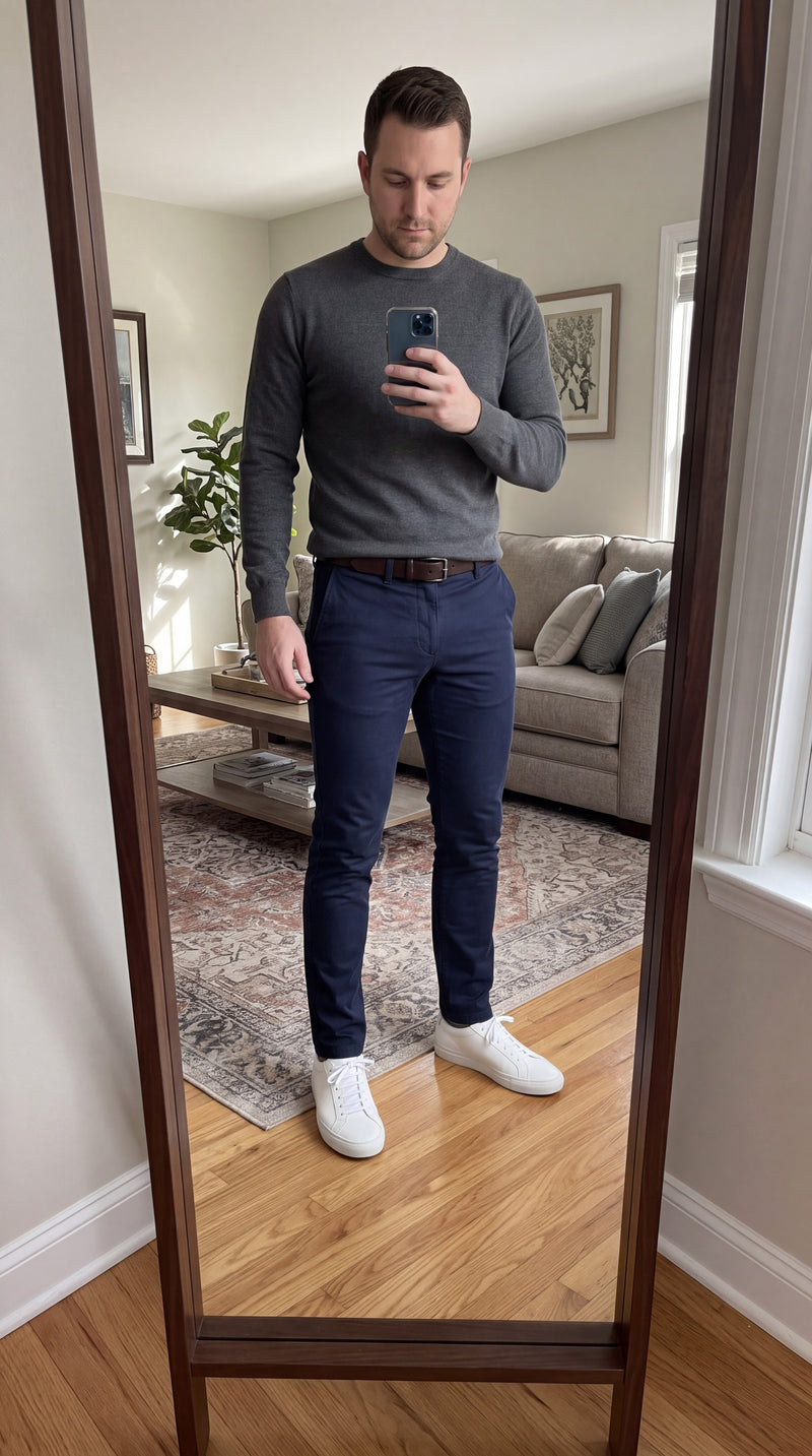 Jake.T wearing Performance Wool Trousers