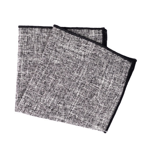 Black Unlined Textured Pocket Square